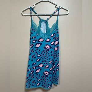 Size XL teal with pink leopard tank top